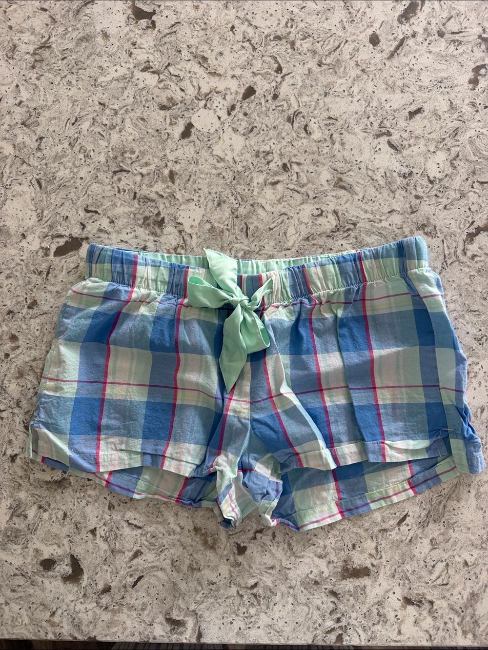 Old Navy Plaid Cotton Lounge Shorts in Blue and Mint